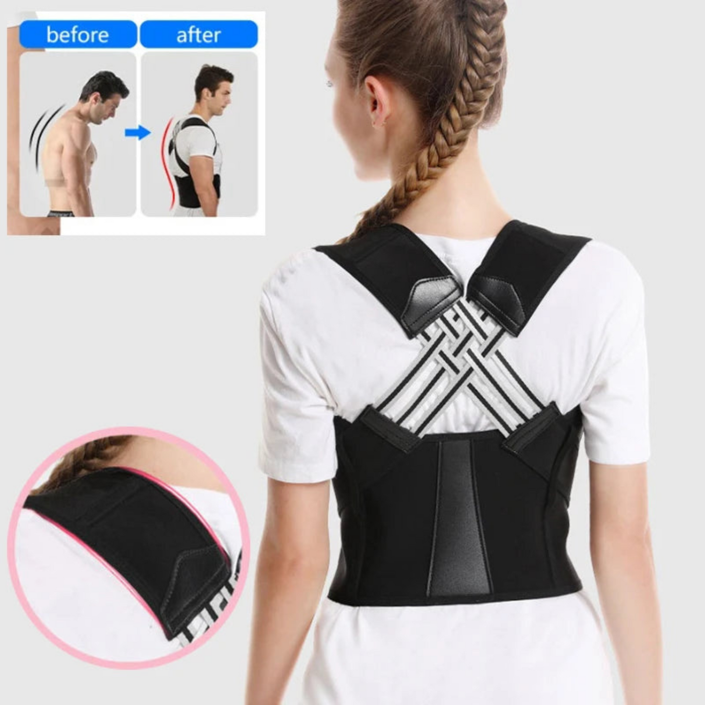 Back Brace Posture Corrector for Women and Men, Shoulder Straightener Adjustable Full Back Support Upper and Lower Pain Relief